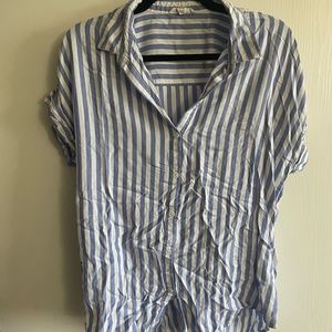 Blue and White Button Up